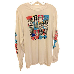 Mario Kart Kanji Character Video Game T Shirt Long Sleeve White Men’s 2XL